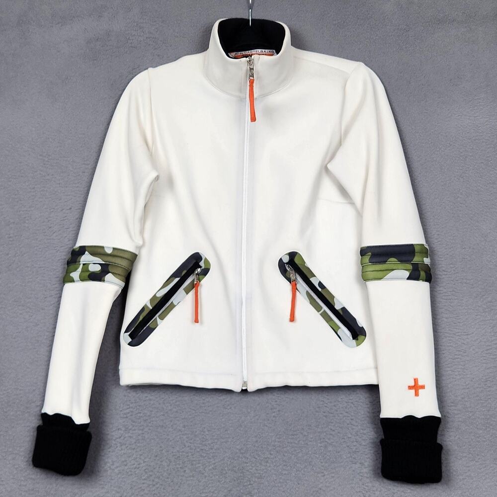 Rossignol JC De Castelbajac Ski Jacket Womens Medium White Camo Zip Fleece Lined